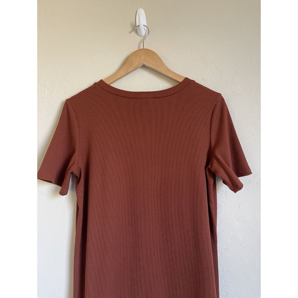 Heyson Size Medium Orange Cinnamon Brown Ribbed T-Shirt Dress - Picture 7 of 8